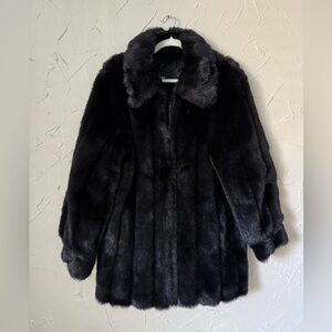 DENNIS BASSO FAUX FUR COAT SIZE M